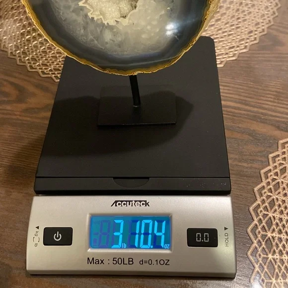 AGATE GEODE NATURAL STONE ON STAND - Picture 10 of 10